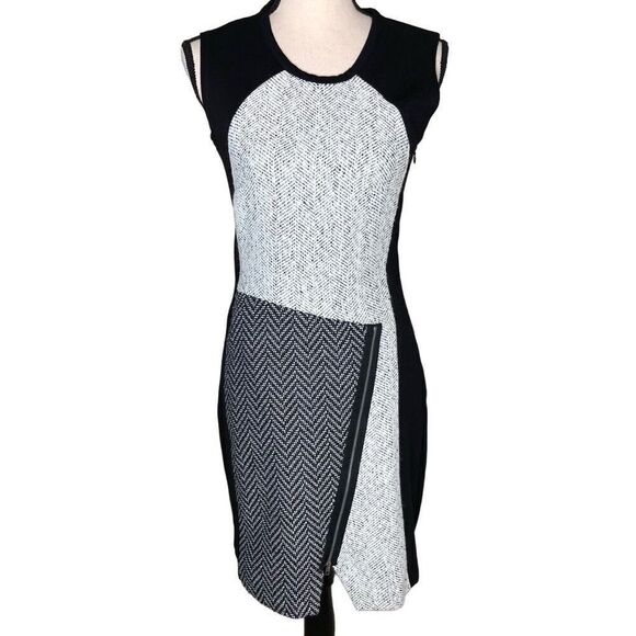 Desigual Oceano Gray and Black Mixed Weave Dark Academia Sheath Dress Size S - Picture 4 of 14